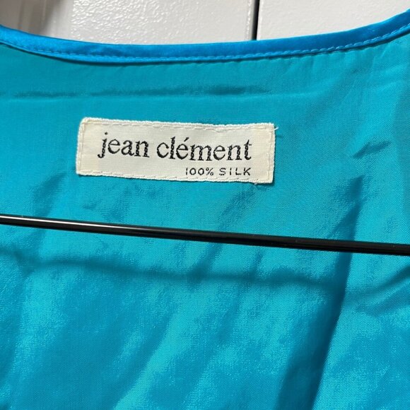 Vintage Jean Clément 100% Silk Quilted Vest Turquoise - Picture 4 of 9